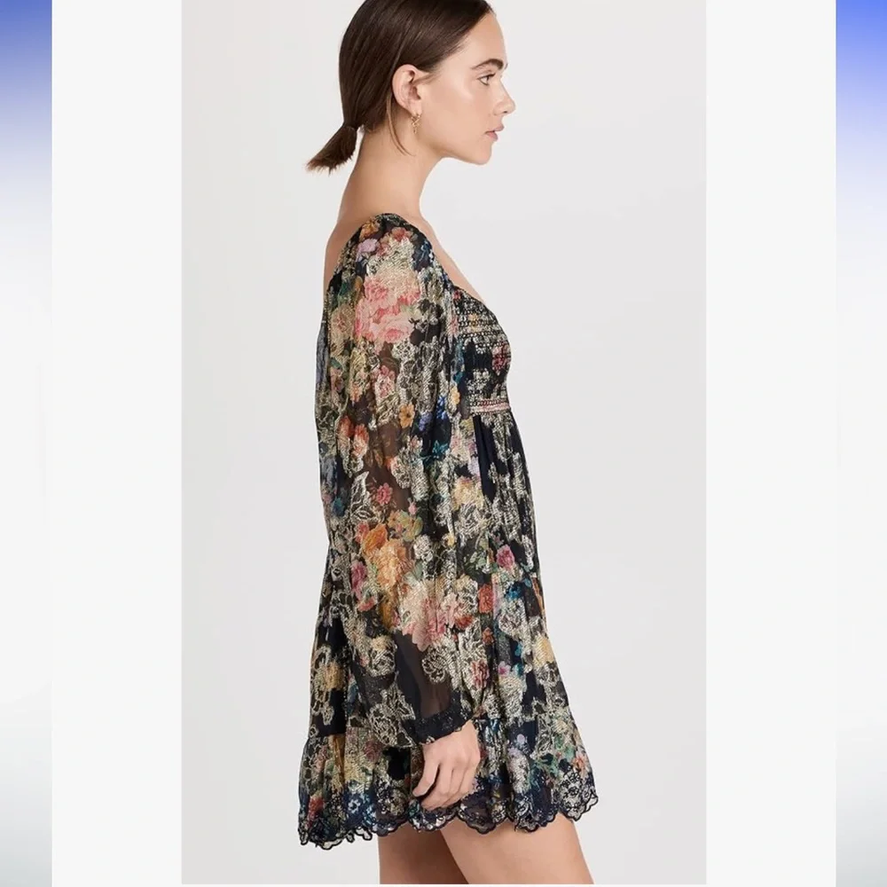 HEMANT & NANDITA Multicolor Rafa Short Floral Long Sleeve Dress - Picture 4 of 11